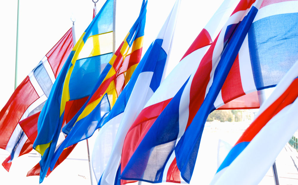 De nordiska ländernas flaggor.